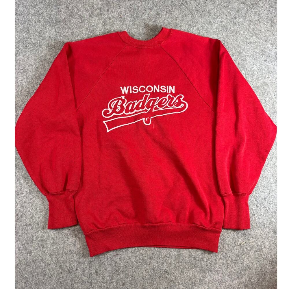 VINTAGE 90s Wisconsin Badgers Sweatshirt Womens Red Crewneck NCAA College Small